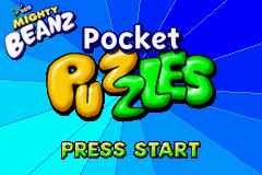 Mighty Beanz Pocket Puzzles title screen for GameBoy Advance